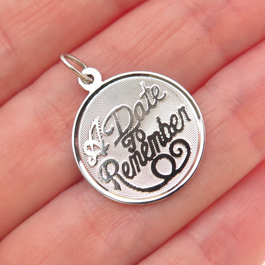 JAY POSON 925 Sterling Silver Vintage A Date To Remember Charm Pendant