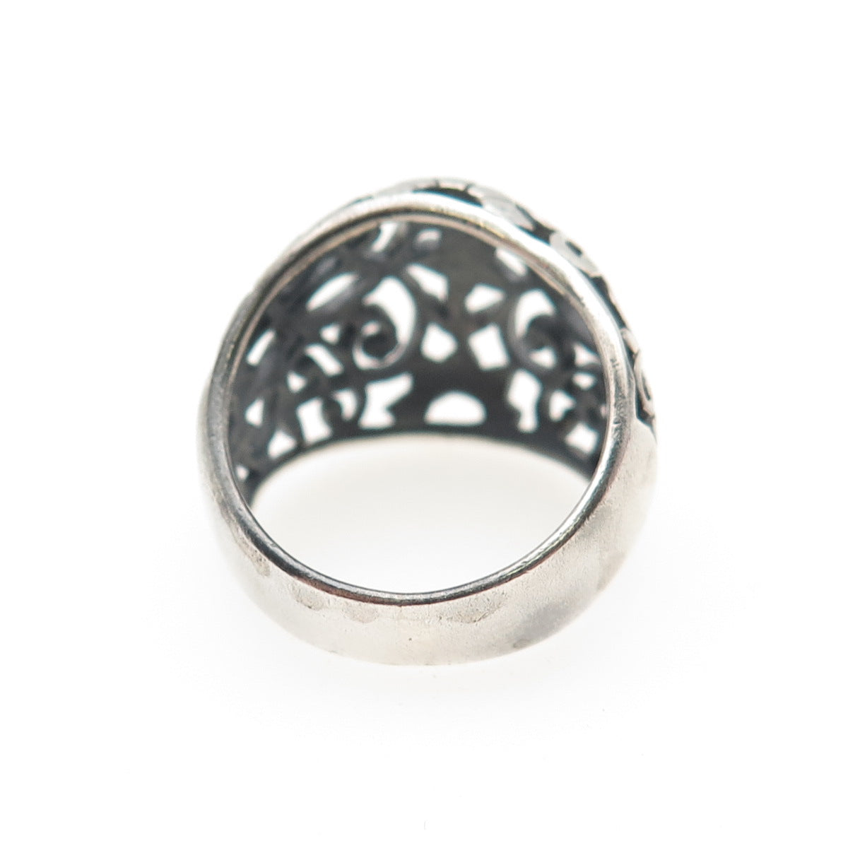 925 Sterling Silver Vintage Flower Dome Oxidized Ring Size 5.5