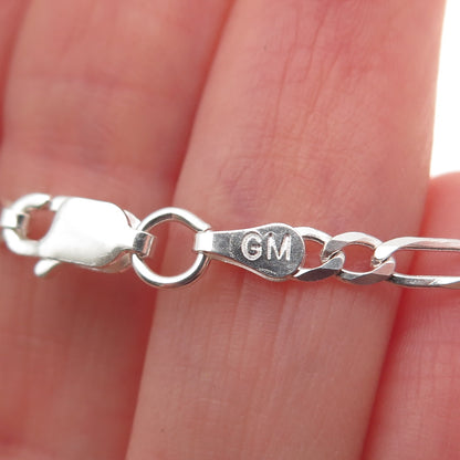 925 Sterling Silver Italy Figaro Chain Necklace 24"