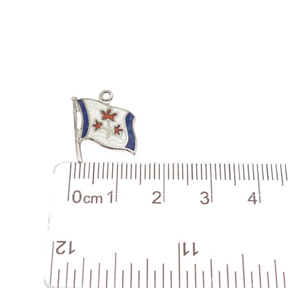 Breadner Co. 925 Sterling Vintage Enamel Canadian Great Flag Debate Mini Pendant