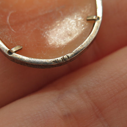 800 Silver Gold Filled Antique European Real MOP Lady Cameo Pin Brooch / Pendant