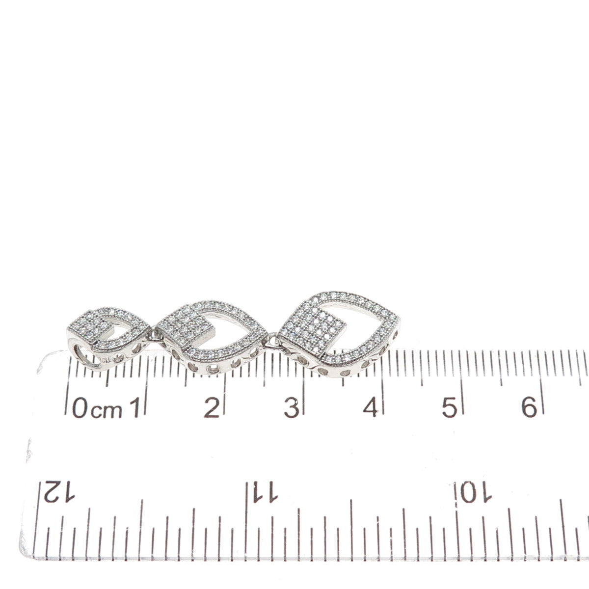925 Sterling Silver Round-Cut C Z Graduated Heart Slide Pendant