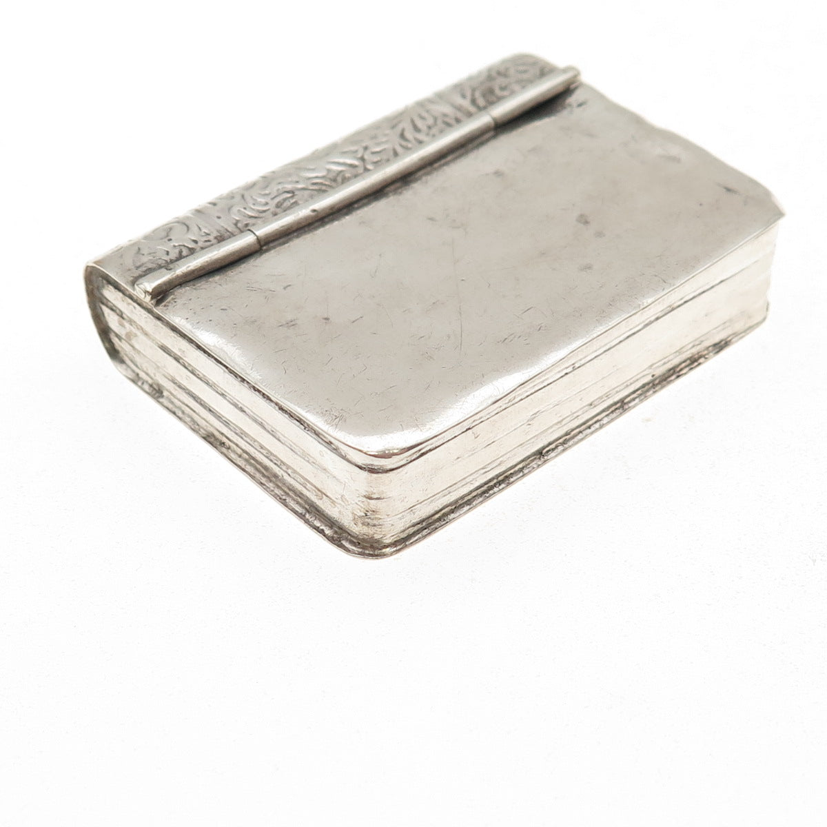 925 Sterling Silver Vintage Floral Book Pill / Snuff Box