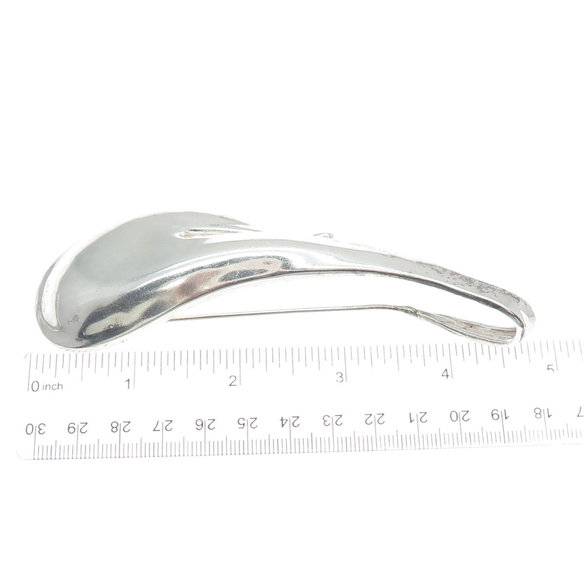 925 Sterling Silver Vintage Modernist Large Pin Brooch