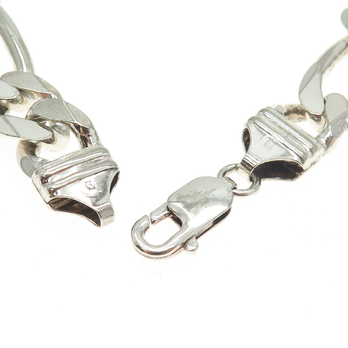 925 Sterling Silver Vintage Italy Figaro Link Bracelet 8"
