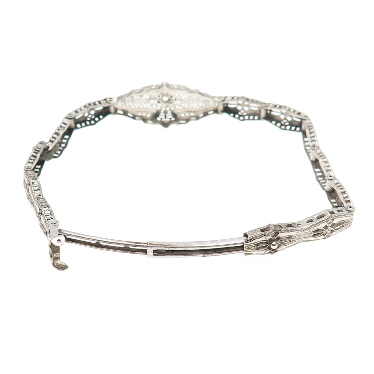 Esemco Sterling Silver Antique Rhinestone Filigree Bracelet 6.75" (broken link)