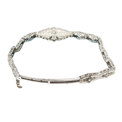 Esemco Sterling Silver Antique Rhinestone Filigree Bracelet 6.75" (broken link)