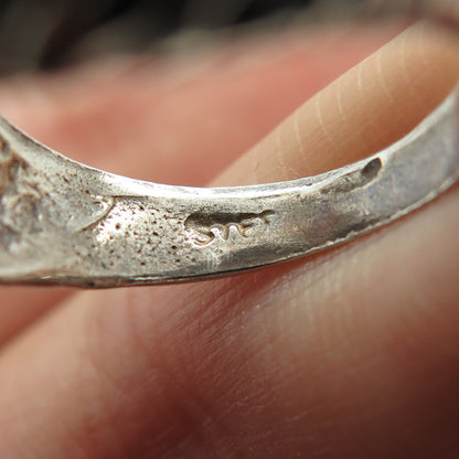 925 Sterling Silver Vintage Twisted Ribbed Pattern Dome Ring Size 7