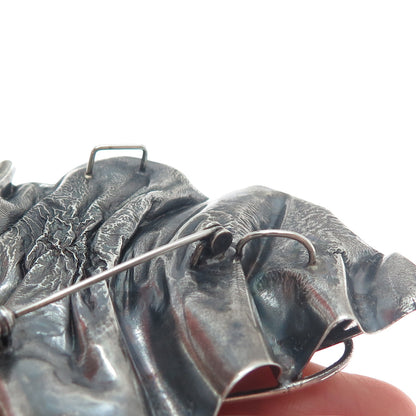 AVI SOFFER Sterling Vintage Israel Hematite Modernist Slide Pendant / Pin Brooch