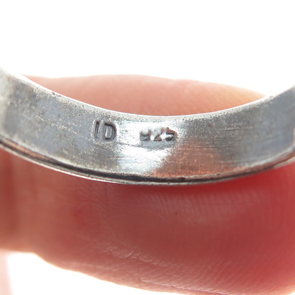 925 Sterling Silver Vintage 2-Row Bar Oxidized Band Ring Size 10.75