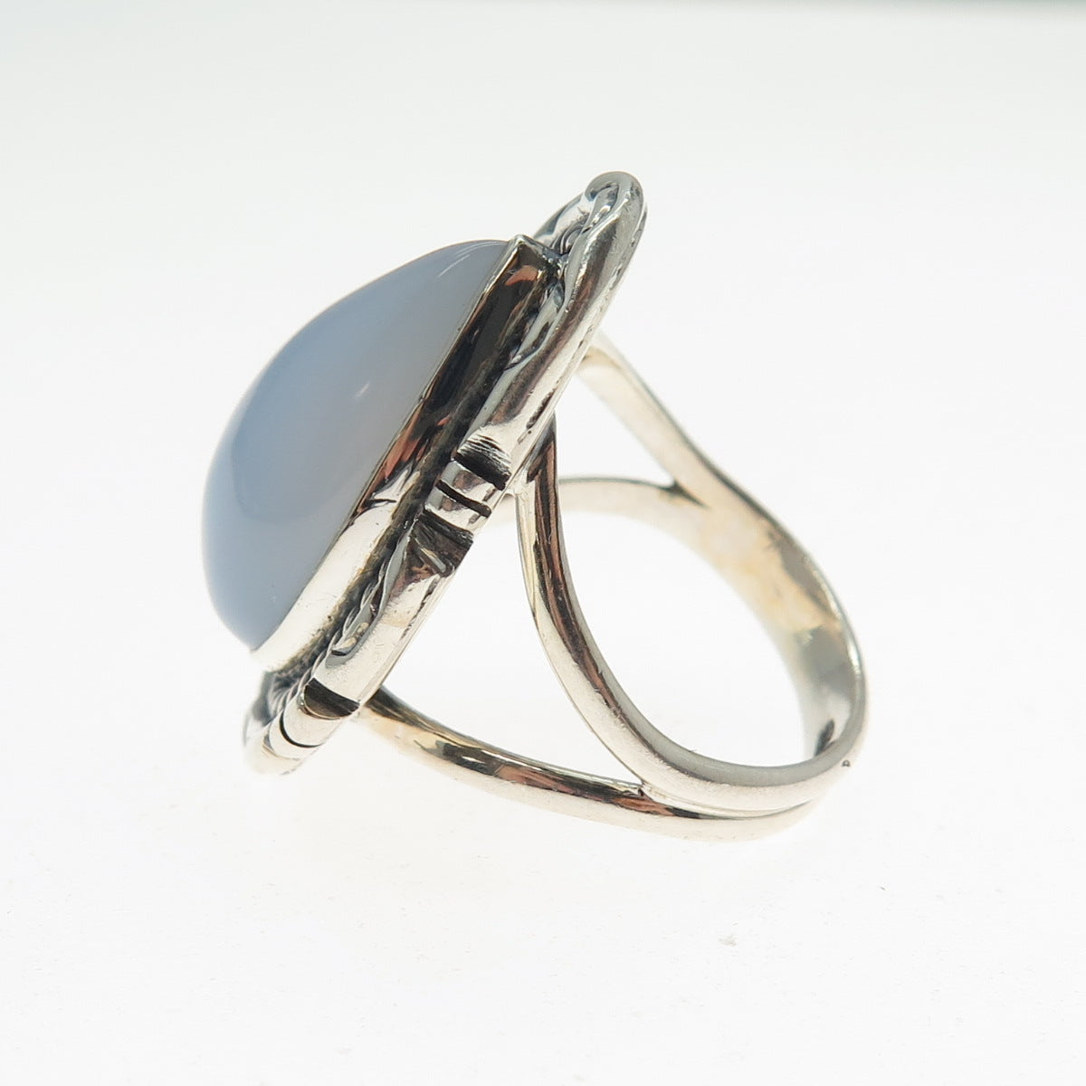 925 Sterling Silver Vintage Southwestern Real Chalcedony Teardrop Ring Size 7