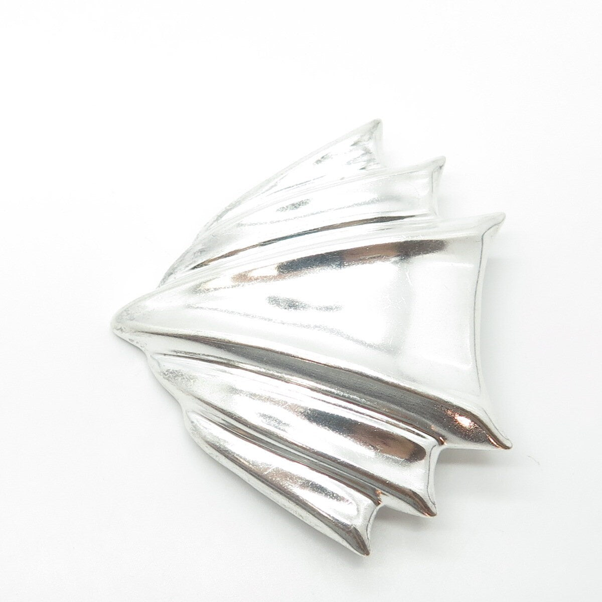 925 Sterling Silver Vintage Ribbed Pin Brooch