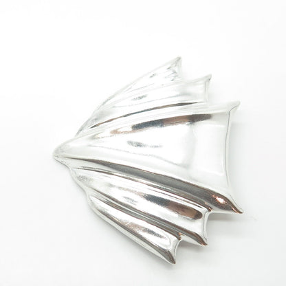 925 Sterling Silver Vintage Ribbed Pin Brooch