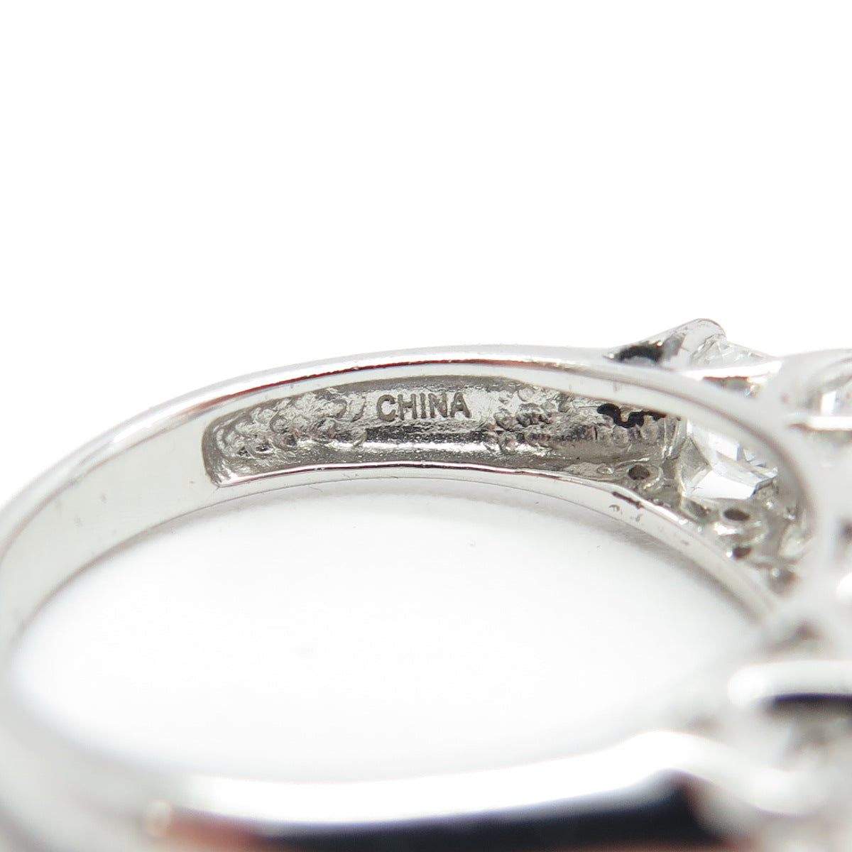 925 Sterling Silver Octagon-Cut C Z Engagement Ring Size 8