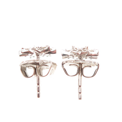 925 Sterling Silver Real Round-Cut Cognac & White Diamond Stud Earrings