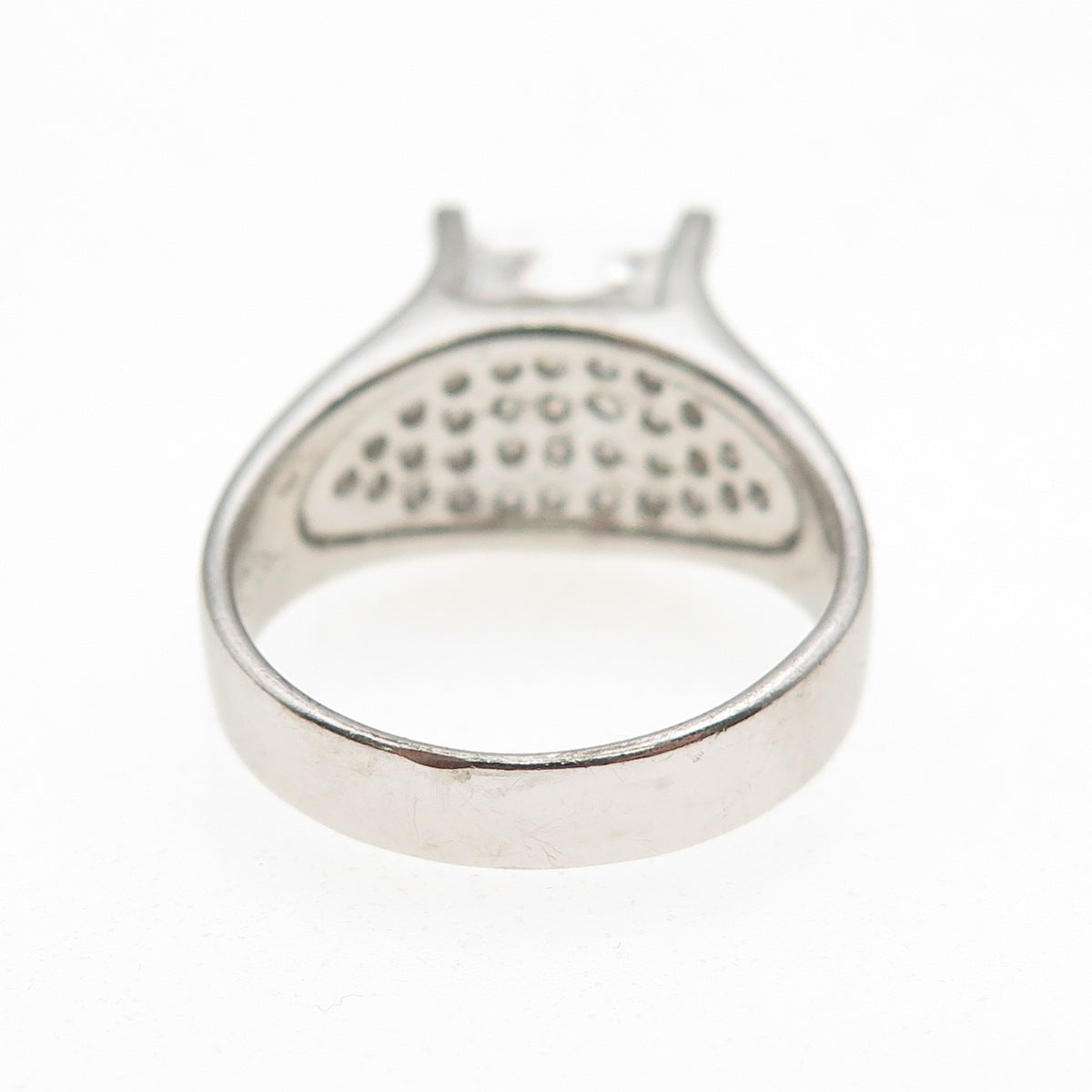 925 Sterling Silver Princess & Round-Cut C Z Engagement Ring Size 7