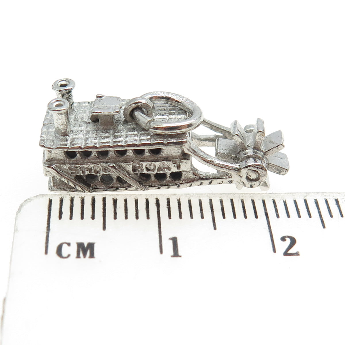 925 Sterling Silver Vintage River Paddle Show Boat Charm Pendant