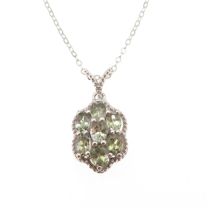 Chuck Clemency 925 Sterling Silver Real Green Amethyst Cable Chain Necklace 20"