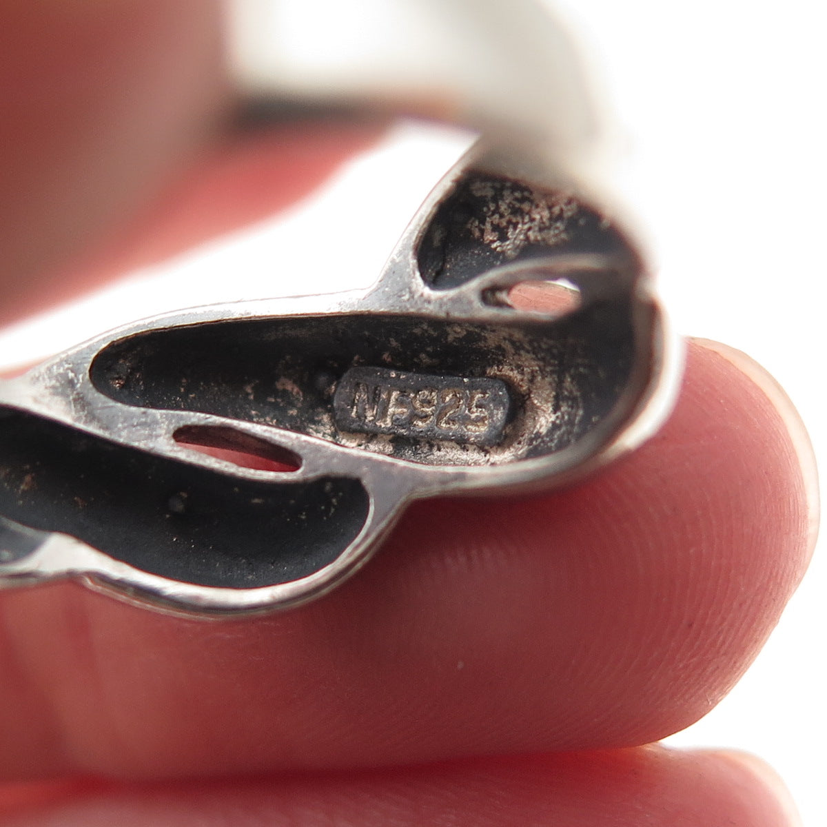 Chapal Zenray 925 Sterling Silver Vintage Modernist Twisted Oxidized Ring Size 9