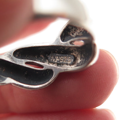Chapal Zenray 925 Sterling Silver Vintage Modernist Twisted Oxidized Ring Size 9