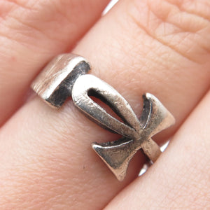 925 Sterling Silver Vintage Egyptian Ankh Oxidized Ring Size 5.75