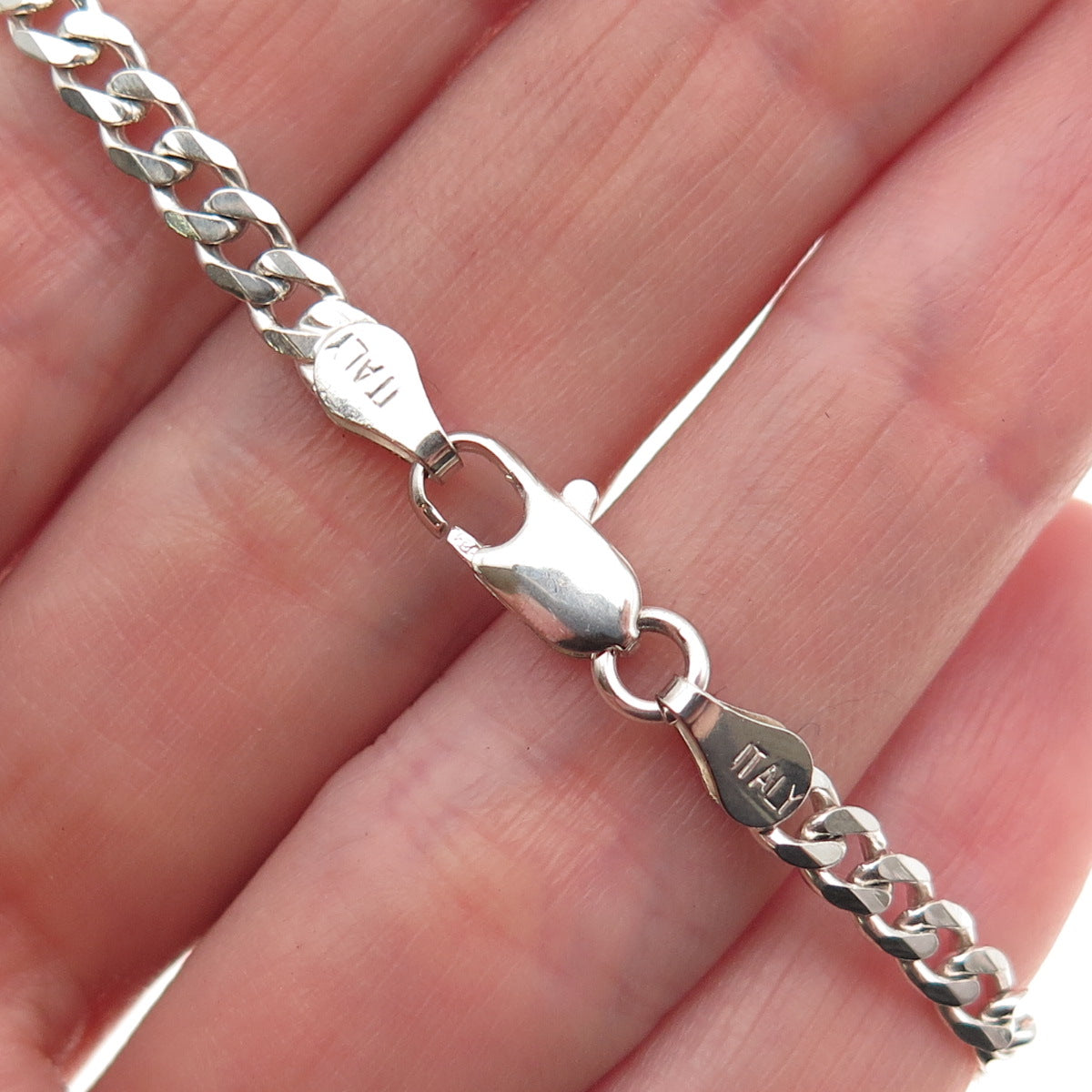 925 Sterling Silver Vintage Italy Cuban Link Bracelet 7.25"