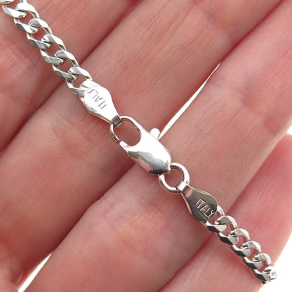 925 Sterling Silver Vintage Italy Cuban Link Bracelet 7.25"