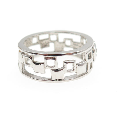 925 Sterling Silver Heart-Cut C Z Check Band Ring Size 9.25