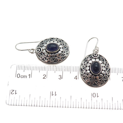 ATI ANNIKA WITT 925 Sterling Vintage Real Amethyst Dotted Swirl Dangle Earrings