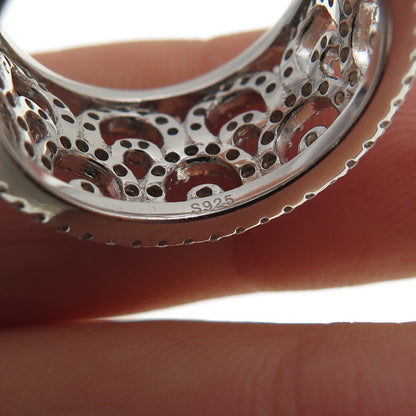 925 Sterling Silver Round-Cut C Z Ornate Band Ring Size 6.25