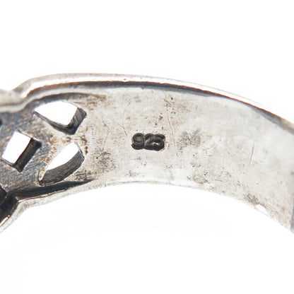 925 Sterling Silver Vintage Celtic Knot Oxidized Band Ring Size 11.25