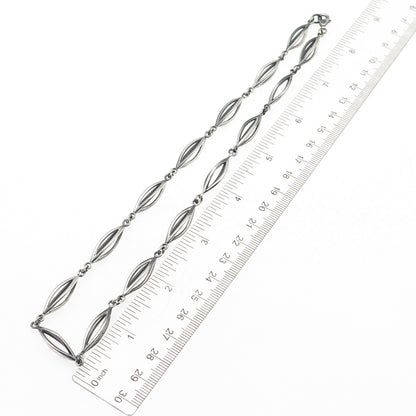 925 Sterling Silver Vintage Modernist Oxidized Chain Necklace 18"