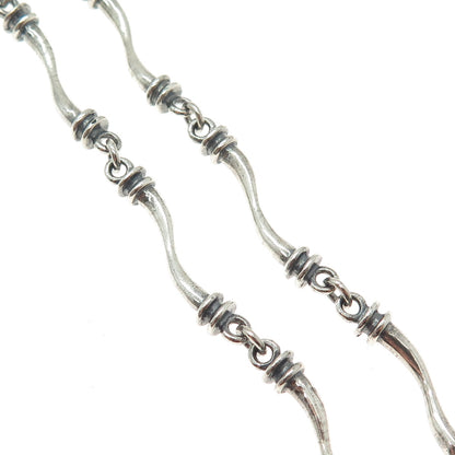 925 Sterling Silver Vintage Modernist Wavy Bar Oxidized Chain Necklace 16"