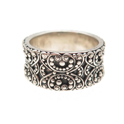 Sara Blaine 925 Sterling Silver Vintage Granulated Oxidized Band Ring Size 8.25