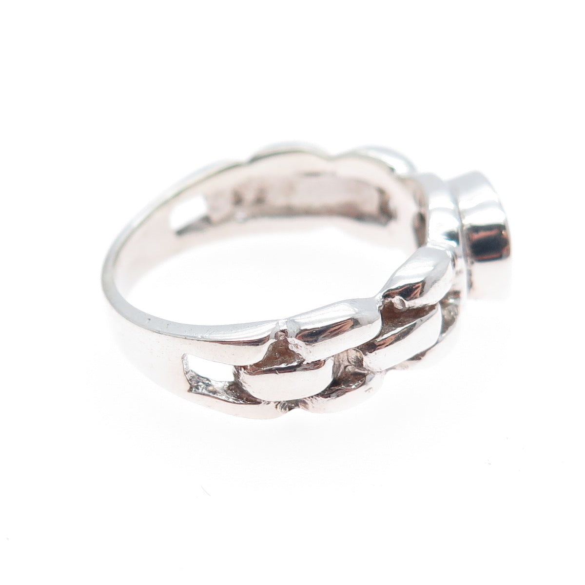 JACKSON HOLE 925 Sterling Silver Oval-Cut C Z Panther Link Ring Size 8