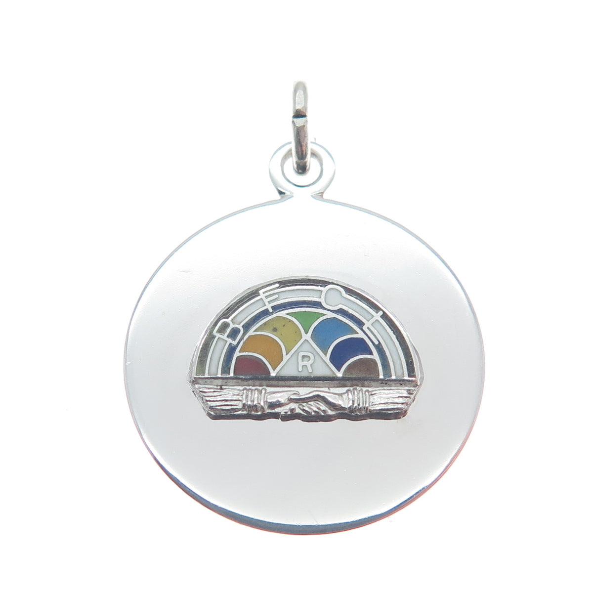 WELLS 925 Sterling Silver Vintage Enamel Masonic Youth Group Charm Pendant