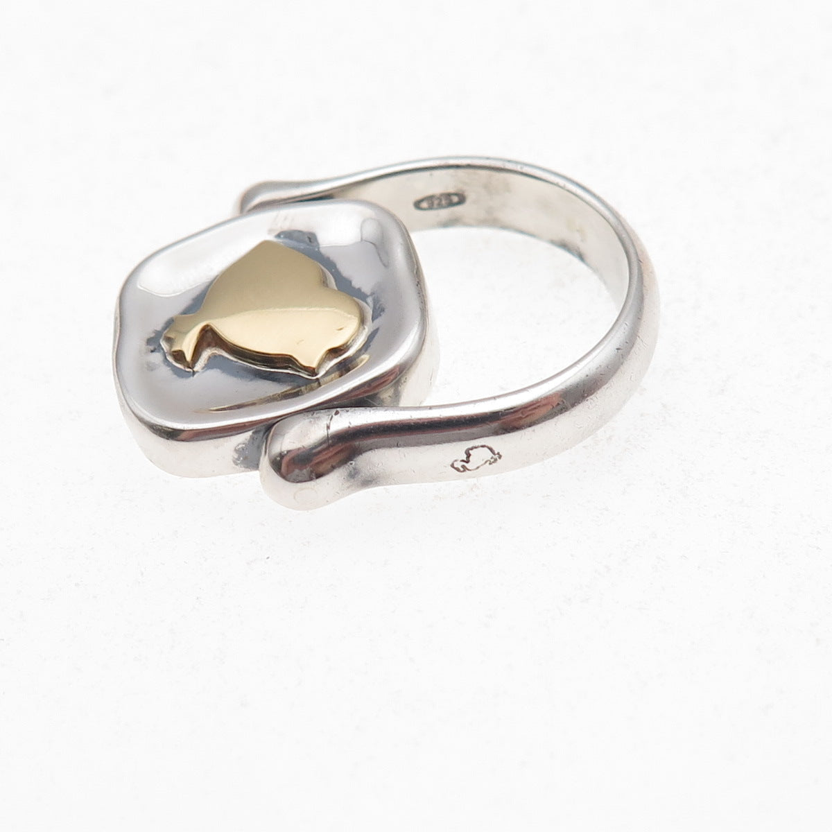 925 Sterling 2-Tone Vintage Dodo Chick Stringimi Reversible Ring Size 5.25