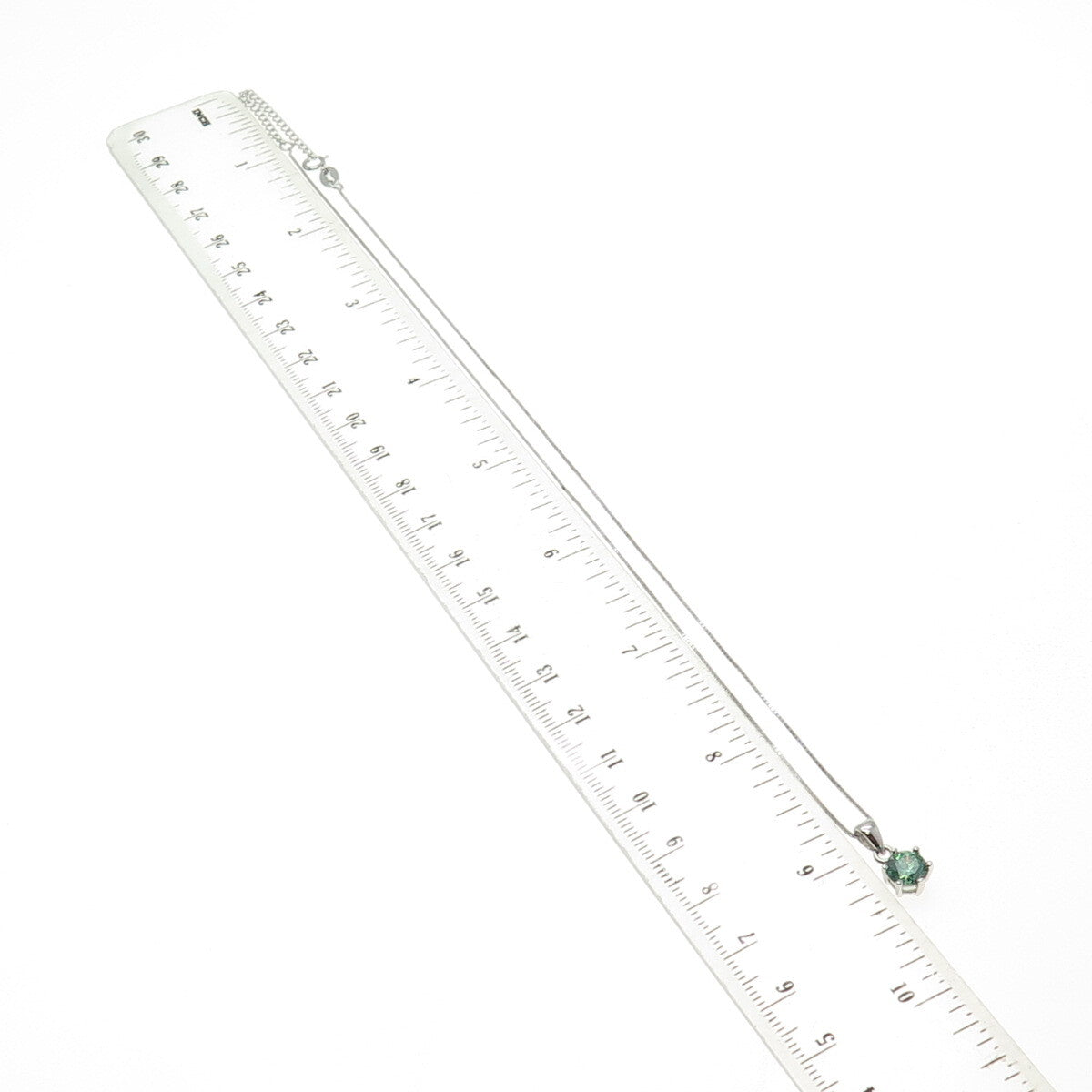 925 Sterling Silver Swarovski Green-Crystal Box Chain Necklace 16-18"