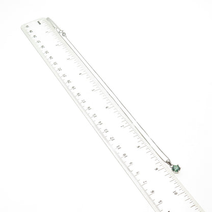925 Sterling Silver Swarovski Green-Crystal Box Chain Necklace 16-18"