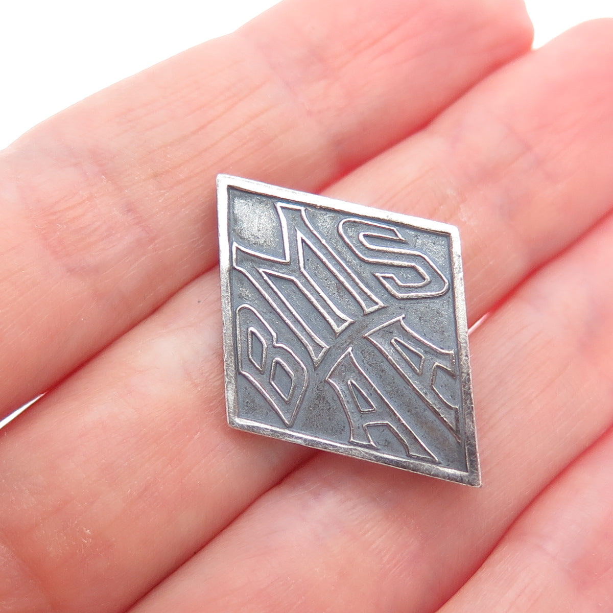 925 Sterling Silver Antique Art Deco BMS AA Monogram Oxidized Pin Brooch