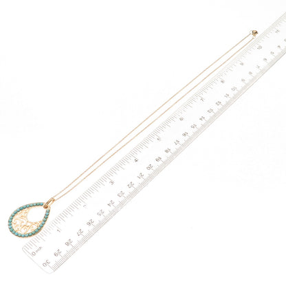 Tehya Oyama 925 Sterling Gold Plated Real Turquoise Cable Chain Necklace 18"