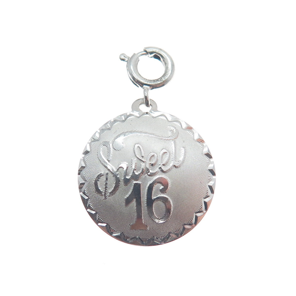 JEWELART 925 Sterling Silver Vintage Sweet 16 Spring Ring Lock Charm Pendant
