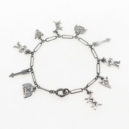 Old Pawn 925 Sterling Antique Southwestern Charm Paperclip Link Bracelet 6.75"
