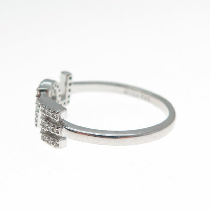 PEACE LOVE WORLD 925 Sterling Silver Round-Cut C Z I Love Myself Ring Size 9.25