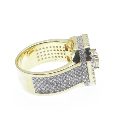 925 Sterling Silver Gold Plated Round-Cut C Z Sparkle Ring Size 11.25