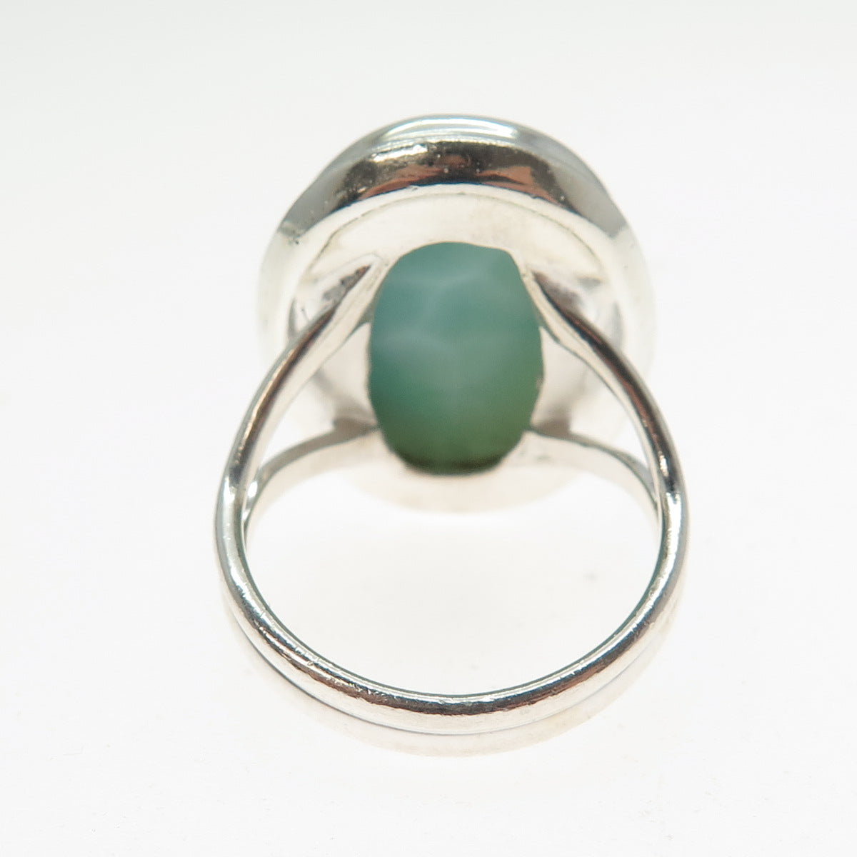 925 Sterling Silver Vintage Real Cabochon Larimar Modernist Ring Size 7.25