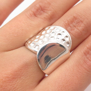 925 Sterling Silver Vintage Dotted Wide Overlap Ring Size 6.75