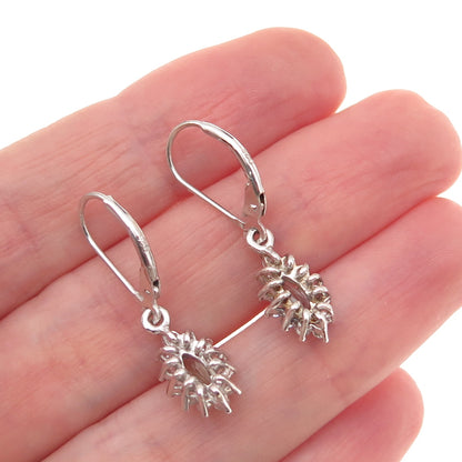 925 Sterling Silver Real Green Amethyst & White Topaz Dangle Earrings