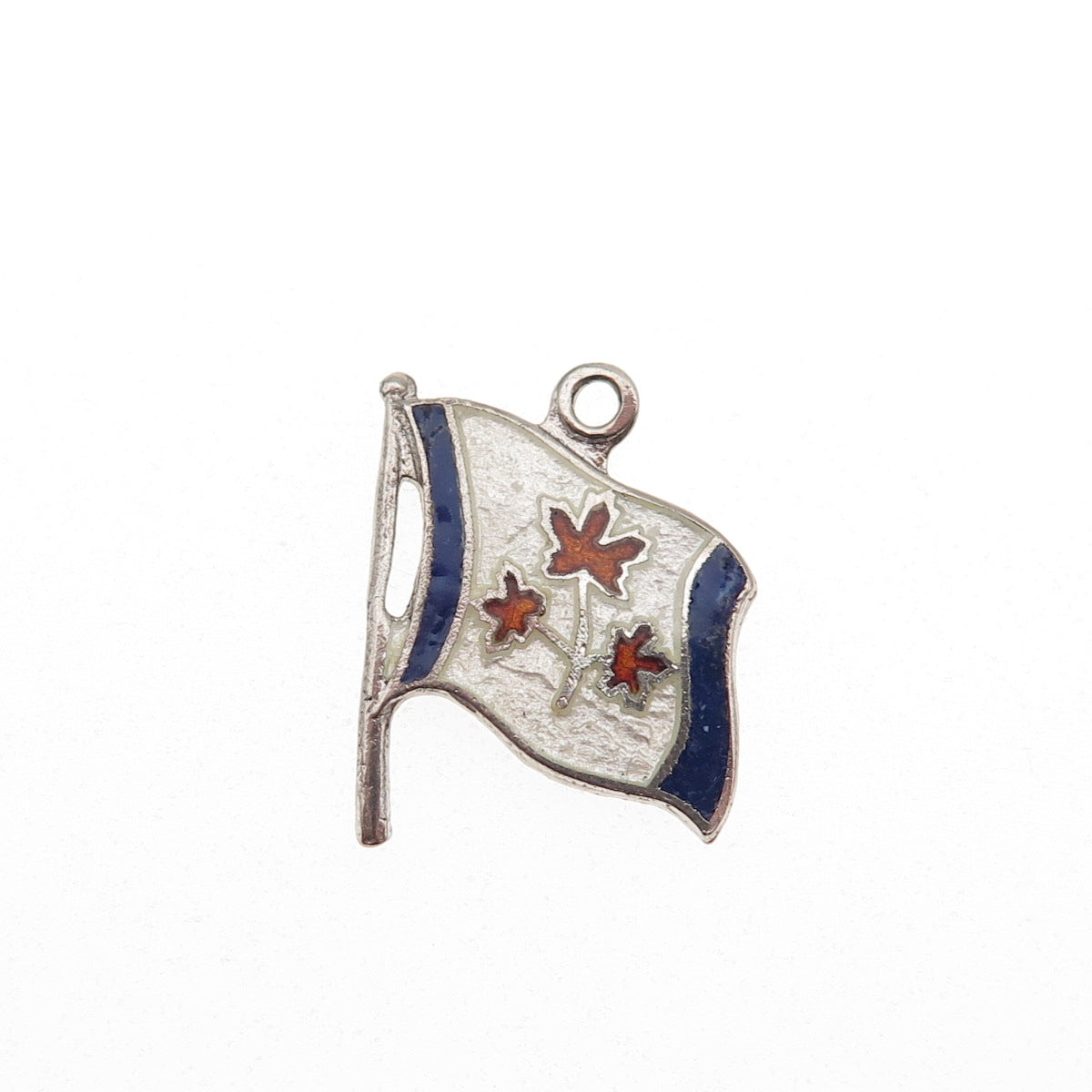 Breadner Co. 925 Sterling Vintage Enamel Canadian Great Flag Debate Mini Pendant