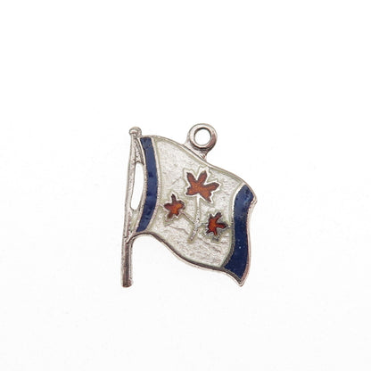 Breadner Co. 925 Sterling Vintage Enamel Canadian Great Flag Debate Mini Pendant
